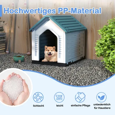 Giantex Wetterfeste Hundehütte Mit Gittertür Erhöhtem Boden Und Belüftung