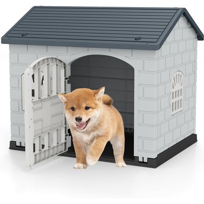 Giantex Niche pour Chien Extérieur,Porte,3 Fenêtres,Toit Incliné