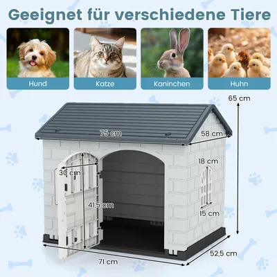 Giantex Hundehütte Für Den Außenbereich, Tür, 3 Fenster, Schräges Dach Giantex Hundehütte Für Den Außenbereich, Tür, 3 Fenster, Schräges Dach