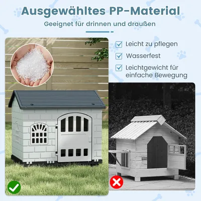 Giantex Hundehütte Für Den Außenbereich, Tür, 3 Fenster, Schräges Dach Giantex Hundehütte Für Den Außenbereich, Tür, 3 Fenster, Schräges Dach