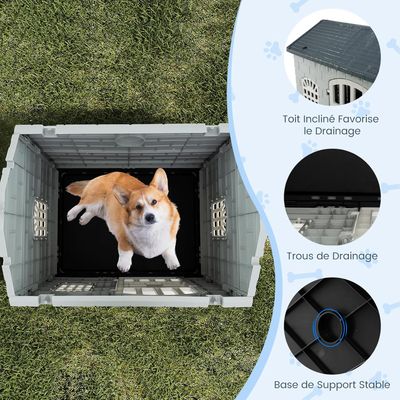 Giantex Niche pour Chien Extérieur,Porte,3 Fenêtres,Toit Incliné