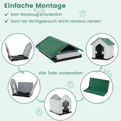Giantex Wetterfeste Hundehütte Mit Gittertür Erhöhtem Boden Und Belüftung Giantex Wetterfeste Hundehütte Mit Gittertür Erhöhtem Boden Und Belüftung