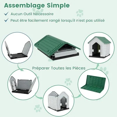 Giantex Niche pour Chien Extérieur 67×52×60CM,Porte Grillagée,Toit Incliné