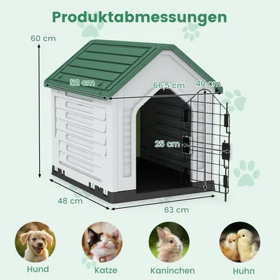 Giantex Wetterfeste Hundehütte Mit Gittertür Erhöhtem Boden Und Belüftung Giantex Wetterfeste Hundehütte Mit Gittertür Erhöhtem Boden Und Belüftung