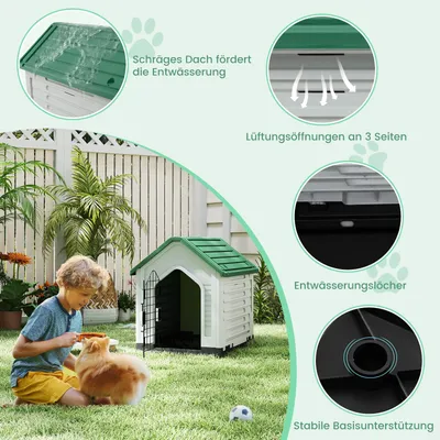 Giantex Wetterfeste Hundehütte Mit Gittertür Erhöhtem Boden Und Belüftung Giantex Wetterfeste Hundehütte Mit Gittertür Erhöhtem Boden Und Belüftung