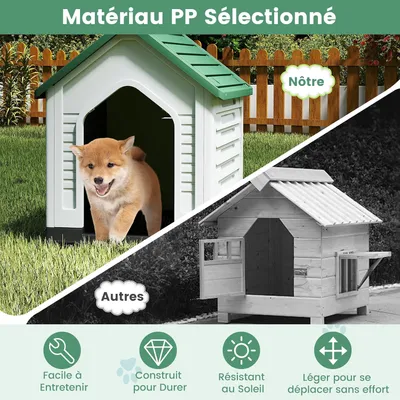 Giantex Niche pour Chien Extérieur 67×52×60CM,Porte Grillagée,Toit Incliné