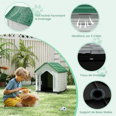 Giantex Niche pour Chien Extérieur 67×52×60CM,Porte Grillagée,Toit Incliné