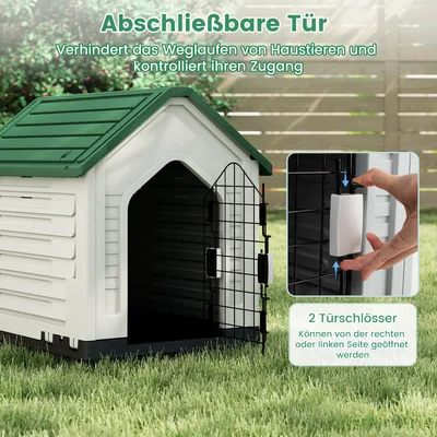 Giantex Wetterfeste Hundehütte Mit Gittertür Erhöhtem Boden Und Belüftung Giantex Wetterfeste Hundehütte Mit Gittertür Erhöhtem Boden Und Belüftung