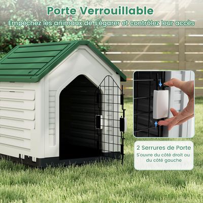 Giantex Niche pour Chien Extérieur 67×52×60CM,Porte Grillagée,Toit Incliné