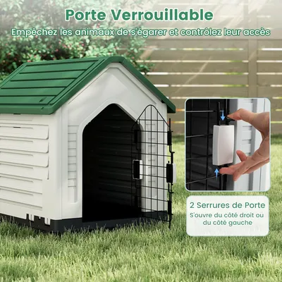 Giantex Niche pour Chien Extérieur 67×52×60CM,Porte Grillagée,Toit Incliné