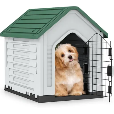 Giantex Niche pour Chien Extérieur 67×52×60CM,Porte Grillagée,Toit Incliné