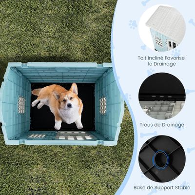 Giantex Niche pour Chien Extérieur,Porte,3 Fenêtres,Toit Incliné