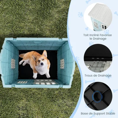 Giantex Niche pour Chien Extérieur,Porte,3 Fenêtres,Toit Incliné