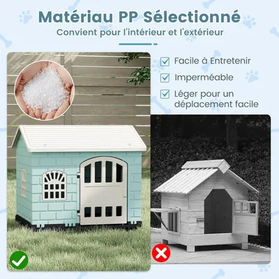 Giantex Niche pour Chien Extérieur,Porte,3 Fenêtres,Toit Incliné