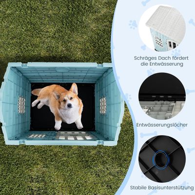 Giantex Hundehütte Für Den Außenbereich, Tür, 3 Fenster, Schräges Dach
