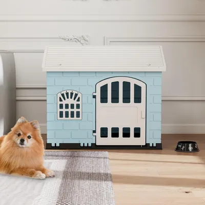 Giantex Niche pour Chien Extérieur,Porte,3 Fenêtres,Toit Incliné