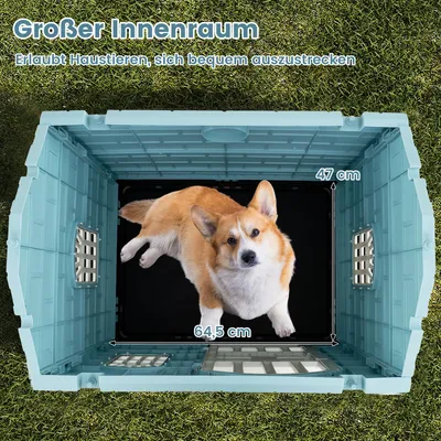 Giantex Hundehütte Für Den Außenbereich, Tür, 3 Fenster, Schräges Dach