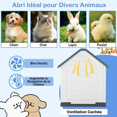 Giantex Niche pour Chien Extérieur 67×52×60CM,Porte Grillagée,Toit Incliné