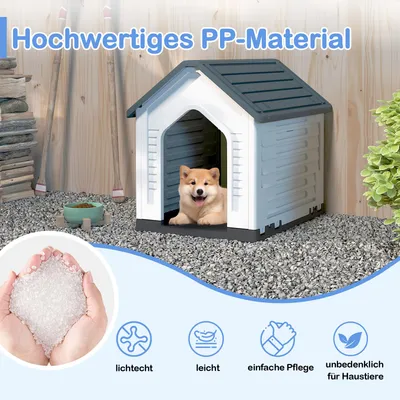 Giantex Wetterfeste Hundehütte Mit Gittertür Erhöhtem Boden Und Belüftung