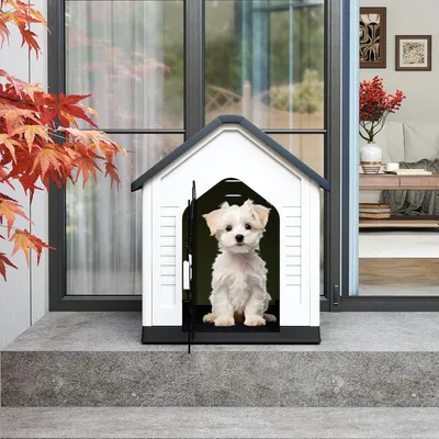 Giantex Niche pour Chien Extérieur 67×52×60CM,Porte Grillagée,Toit Incliné