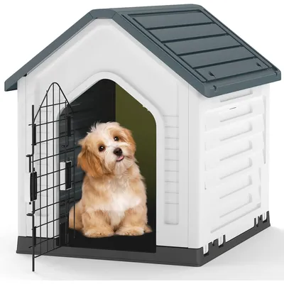 Giantex Niche pour Chien Extérieur 67×52×60CM,Porte Grillagée,Toit Incliné