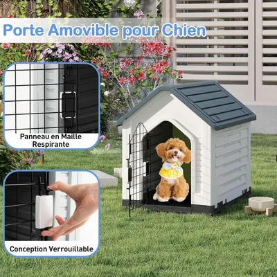 Giantex Niche pour Chien Extérieur 67×52×60CM,Porte Grillagée,Toit Incliné