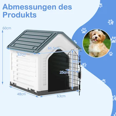 Giantex Wetterfeste Hundehütte Mit Gittertür Erhöhtem Boden Und Belüftung