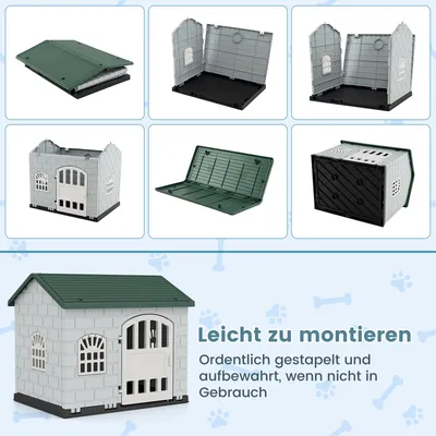 Giantex Hundehütte Für Den Außenbereich, Tür, 3 Fenster, Schräges Dach Giantex Hundehütte Für Den Außenbereich, Tür, 3 Fenster, Schräges Dach