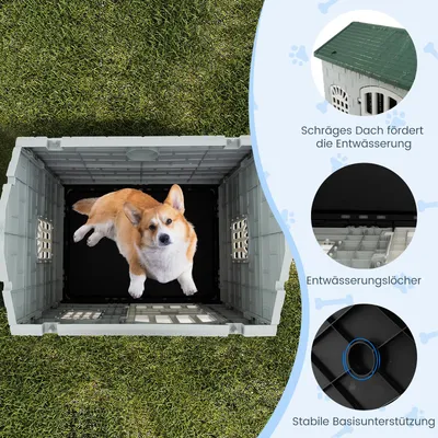 Giantex Hundehütte Für Den Außenbereich, Tür, 3 Fenster, Schräges Dach Giantex Hundehütte Für Den Außenbereich, Tür, 3 Fenster, Schräges Dach