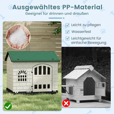 Giantex Hundehütte Für Den Außenbereich, Tür, 3 Fenster, Schräges Dach Giantex Hundehütte Für Den Außenbereich, Tür, 3 Fenster, Schräges Dach