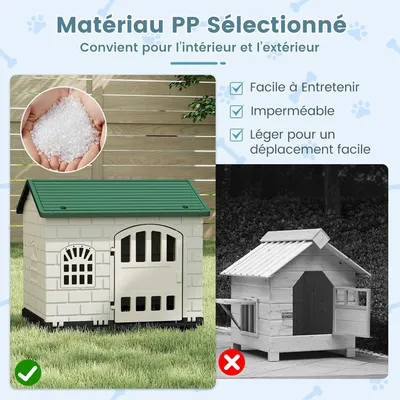 Giantex Niche pour Chien Extérieur,Porte,3 Fenêtres,Toit Incliné