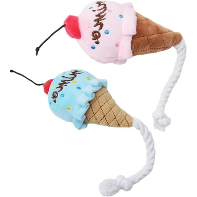 KPYTE Jouet en peluche pour chien en forme de crème glacée