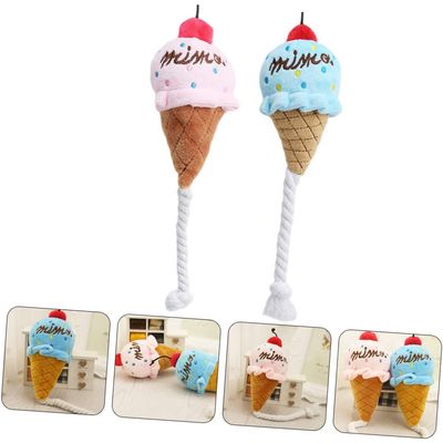 KPYTE Jouet en peluche pour chien en forme de crème glacée