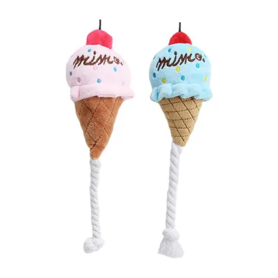 KPYTE Jouet en peluche pour chien en forme de crème glacée