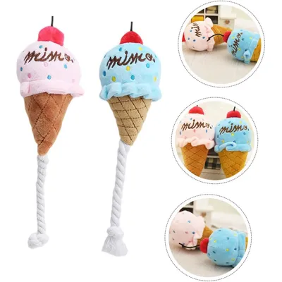 KPYTE Jouet en peluche pour chien en forme de crème glacée