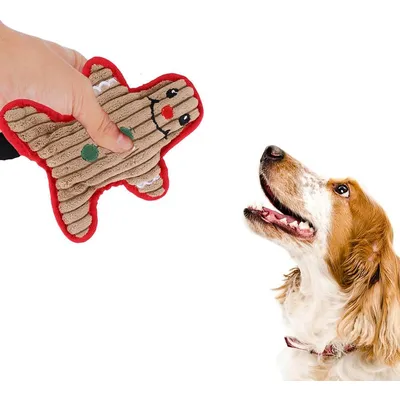 KPYTE Peluche pour chien en forme de bonhomme en pain d'épice