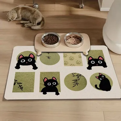 Tapis d'alimentation pour chat de dessin animé