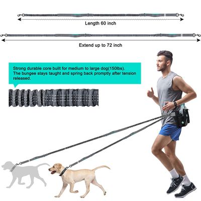 Laisse pour chien mains libres avec pochette zippée