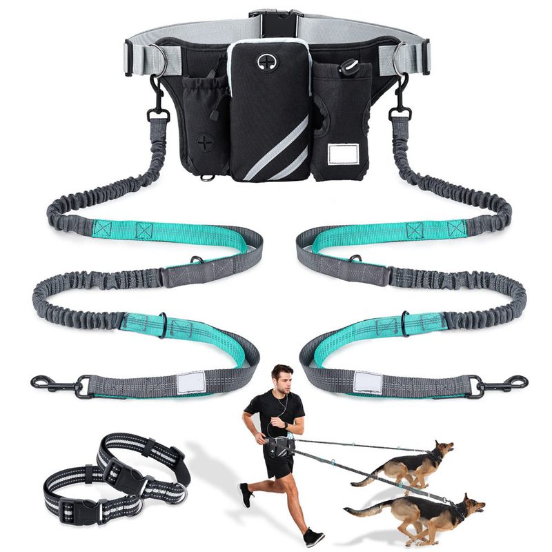 Laisse pour chien mains libres avec pochette zippée