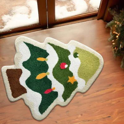 KPYTE Tapis pour animaux de compagnie en forme d'arbre de Noël