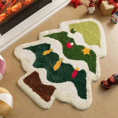 KPYTE Tapis pour animaux de compagnie en forme d'arbre de Noël