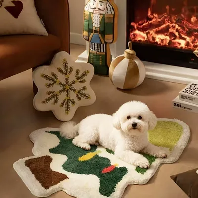 KPYTE Tapis pour animaux de compagnie en forme d'arbre de Noël