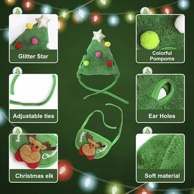 KPYTE Hunde-Weihnachtsschal und -Mütze KPYTE Hunde-Weihnachtsschal und -Mütze