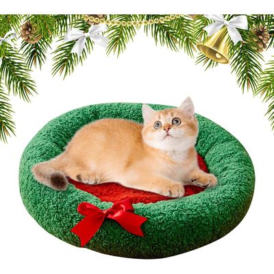 KPYTE Tapis rond doux pour chat de Noël