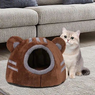 KPYTE Casa para gatos y perros con forma de cabeza de oso