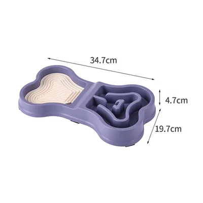 Bol distributeur de nourriture lente à double usage en forme d'os