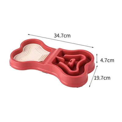 Bol distributeur de nourriture lente à double usage en forme d'os