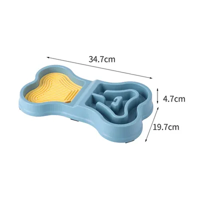 Bol distributeur de nourriture lente à double usage en forme d'os