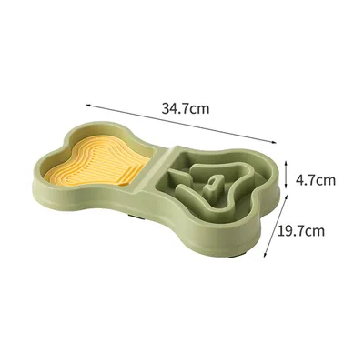 Bol distributeur de nourriture lente à double usage en forme d'os