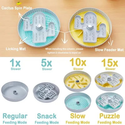 KPYTE Gamelle rotative anti-étouffement pour chats et chiens